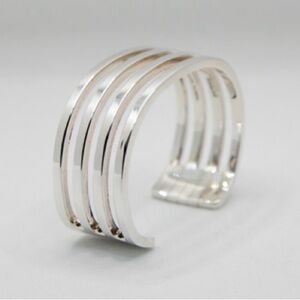 VINTAGE Michel Plumail L’Atelier Sterling Silver Open Cuff Bracelet